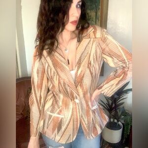 Vintage Nan Scott Earthy Tone Woven Tapestry Blazer